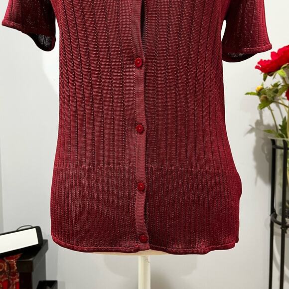 NEW Jones & Co. Rayon Classic Longline V Neck Button Front Semi Sheer Sweater S - Picture 3 of 15